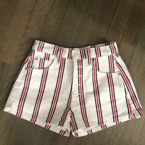 Reformation Red White Blue Denim Shorts 23W
